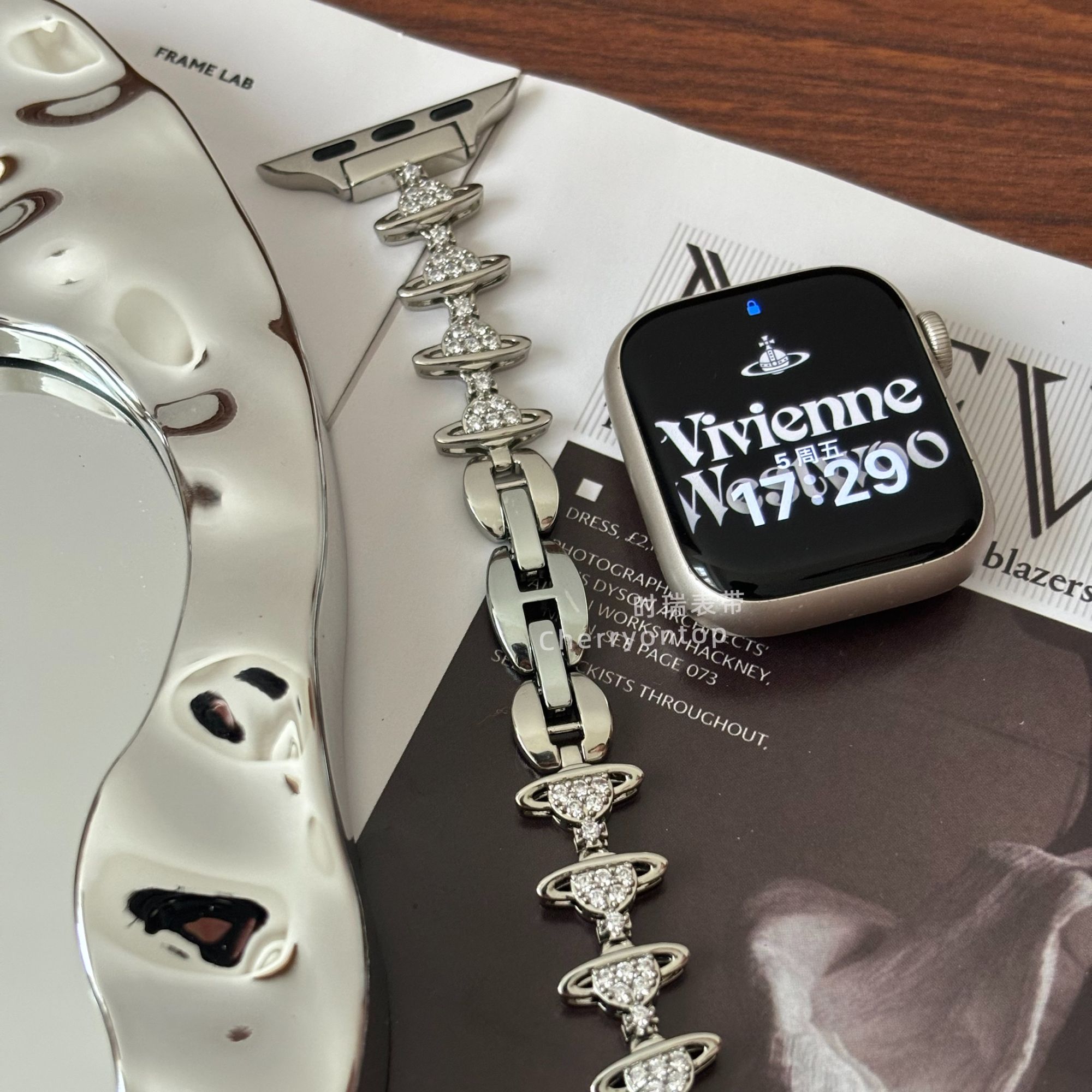 时瑞 适用iwatch表带S9苹果手表表带SE8765代土星锆石女士高级感