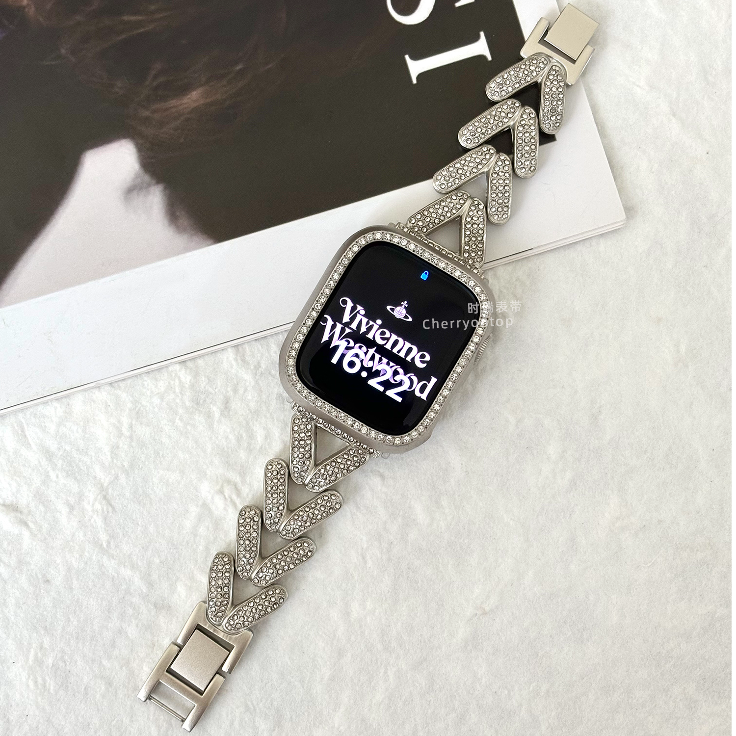 时瑞 星光镶钻鱼骨麦穗表带 适用于苹果手表表带ApplewatchS98765