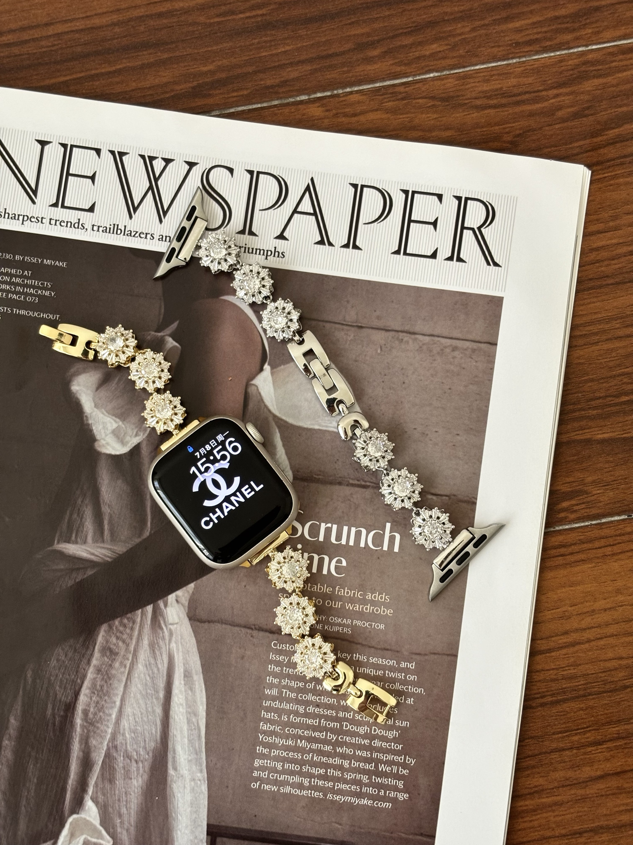 时瑞 适用iwatch表带S9苹果手表表带SE8765代雪花锆石女士高级感