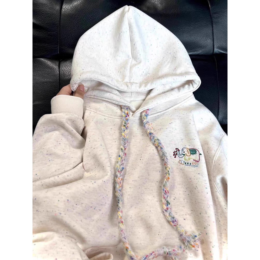 CKKOR美式时尚潮牌ins设计感长袖上衣春秋新款图案刺绣连帽卫衣女