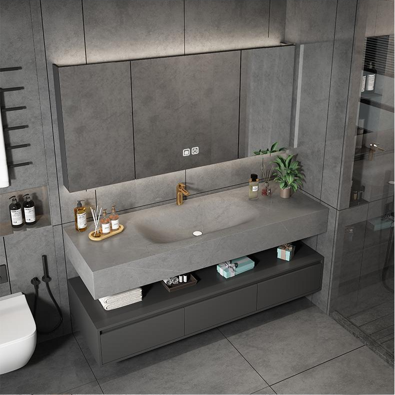 岩板热弯一体盆轻奢酒店风进口组合卫生间智能洗脸盆洗手池台面