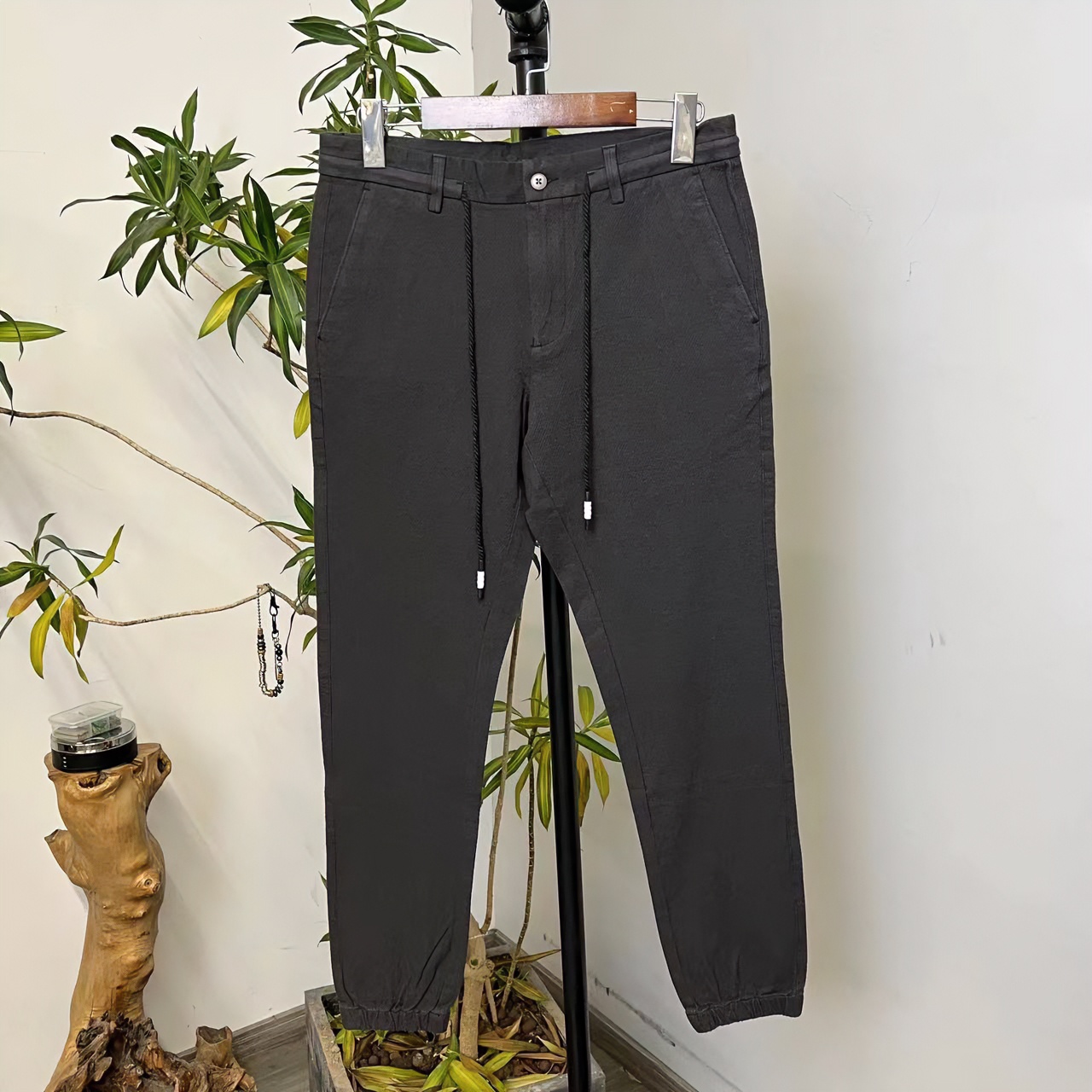 U-31 春新款男士九分弹力百搭潮流运动深灰色休闲裤 03038