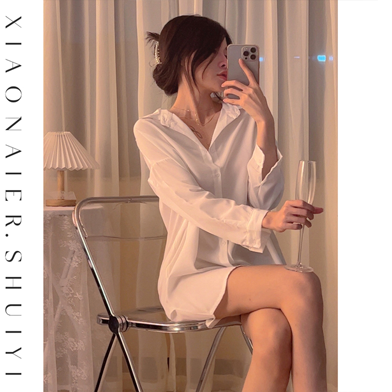 【男友风衬衣】睡裙女男友风小众白衬衫睡衣中长款可外穿家居服