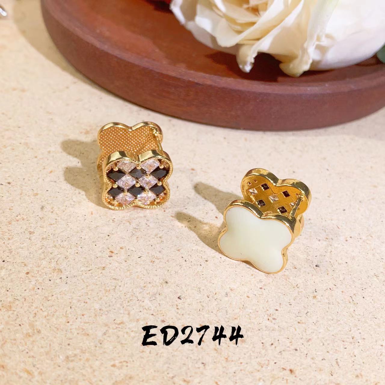 铜合金合成锆石耳饰 【流金岁月】气质轻奢时尚经典百搭耳钉ed2744