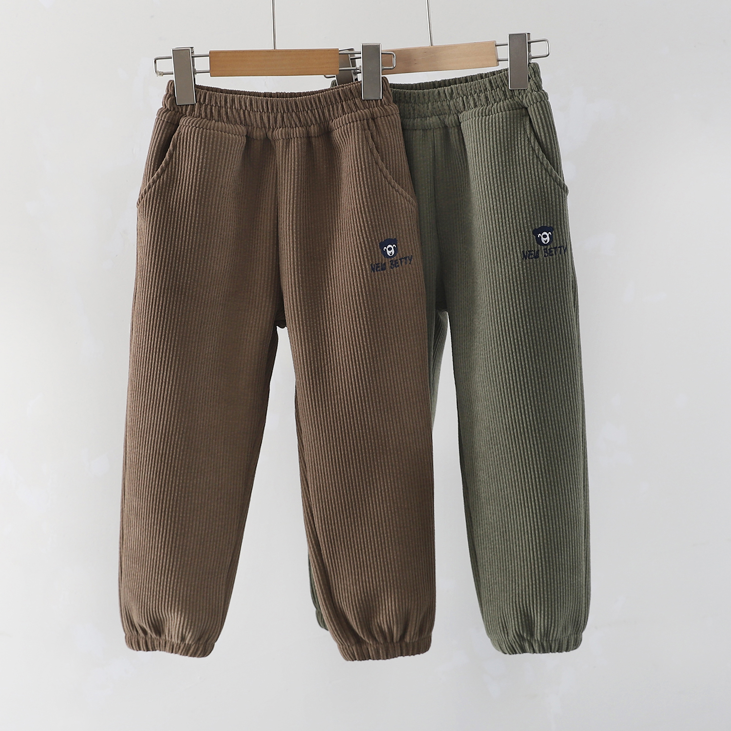 秋冬儿童新款加绒奥粒绒休闲裤纯色长裤保暖抗寒-903