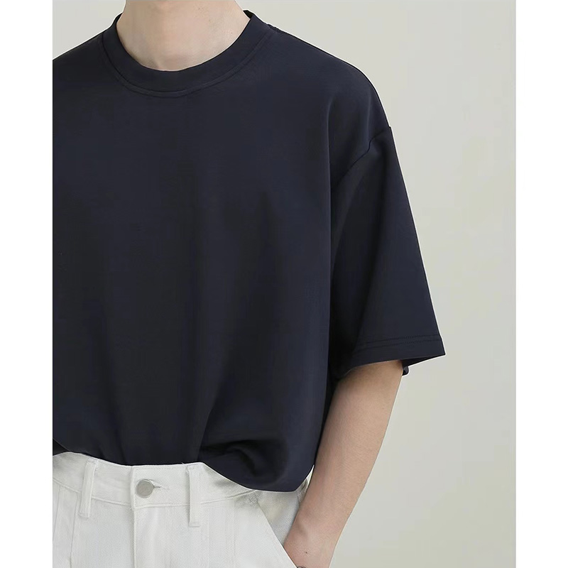 男士短袖休闲百搭简约宽松情侣圆领半袖纯色