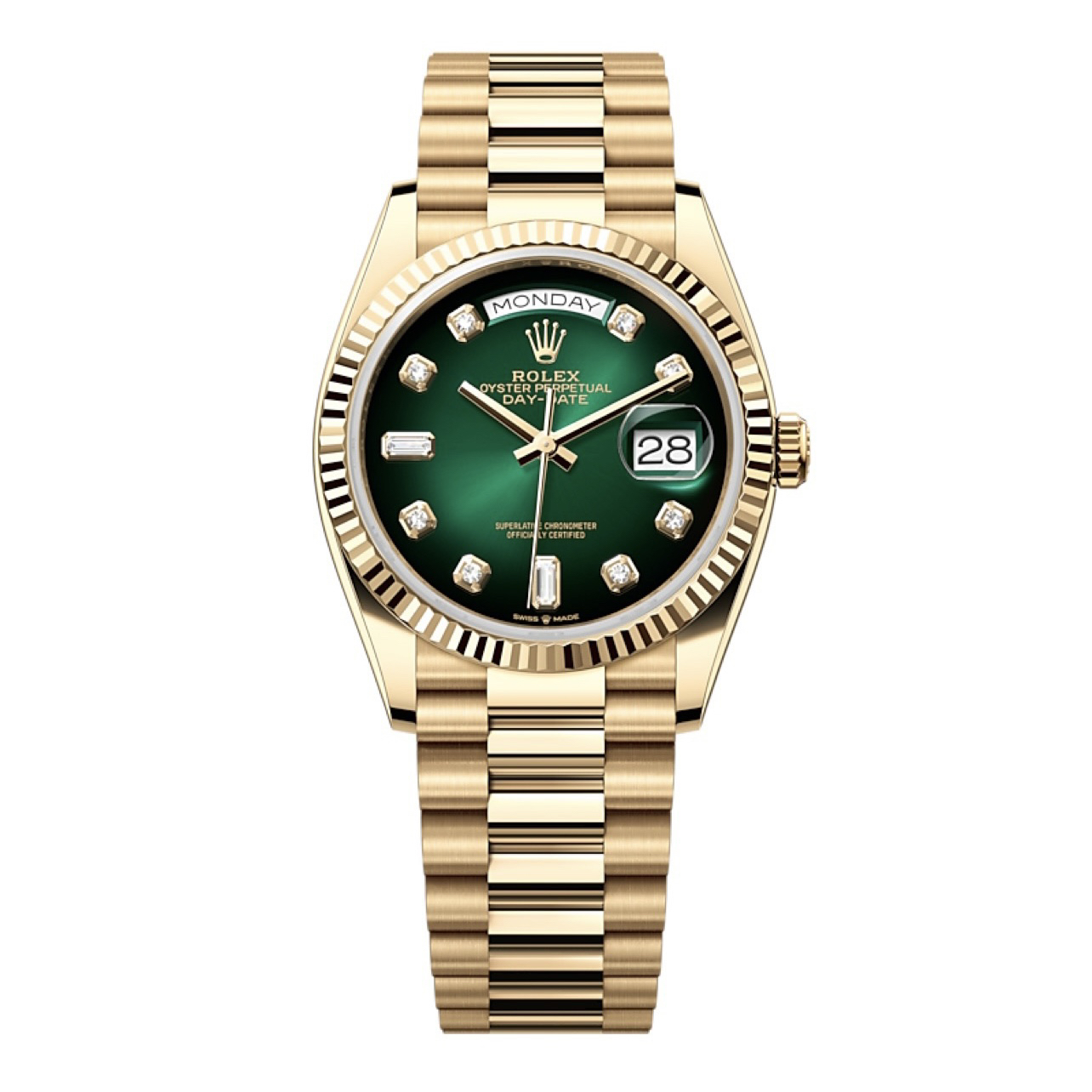 99新 Rolex/劳力士 星期日历型：128238-0069烟熏绿 21年全套
