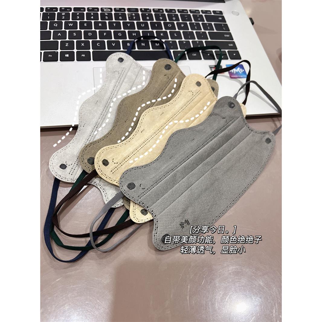 2022新款莫兰迪波浪型口罩高颜值一次性3d立体显脸小透气时尚版薄