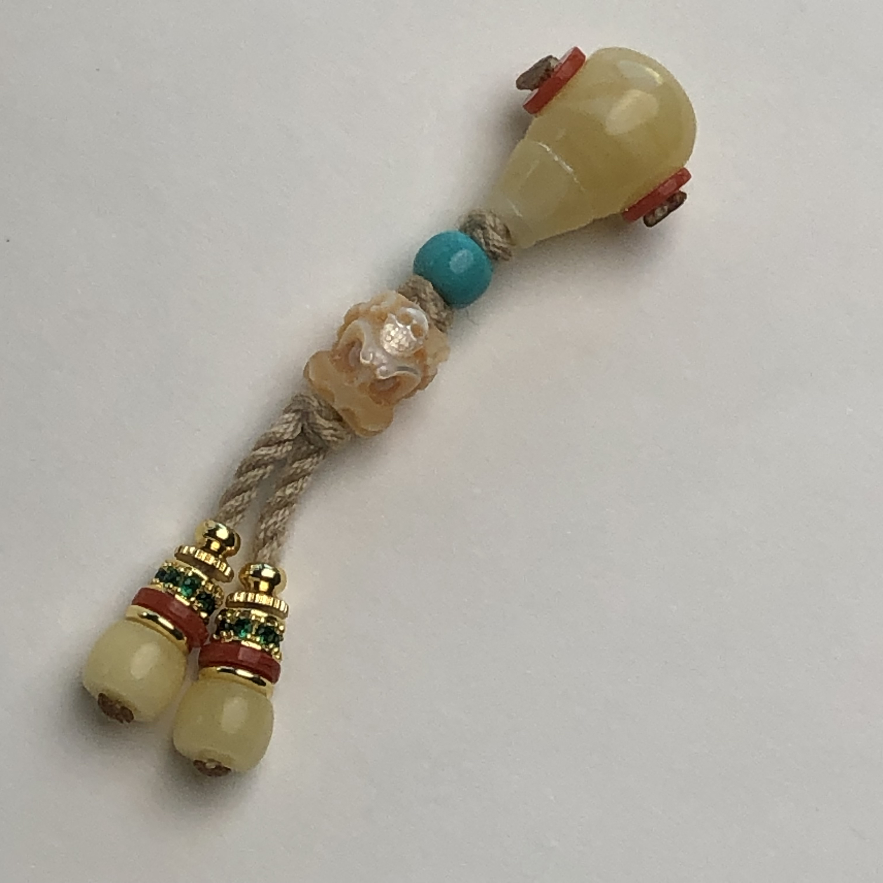 精品蜜蜡三通套文玩配饰绿色非松石用7-6-5毫米珠串多样性发一套