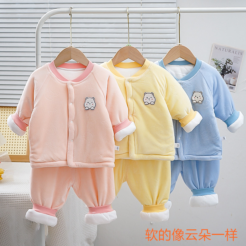 女宝棉服套装150克夹棉儿童秋冬季纯棉分体套装宝宝棉服新款洋气