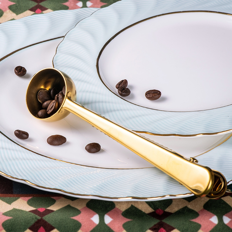 430不锈钢咖啡勺封口量勺多功能奶粉勺创意称量零食密封固定夹