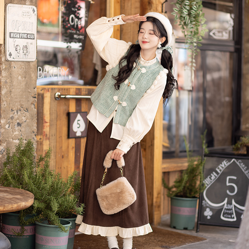 池夏【立冬:薄荷生巧】汉元素比甲短衫破裙原创改良汉服女 秋冬