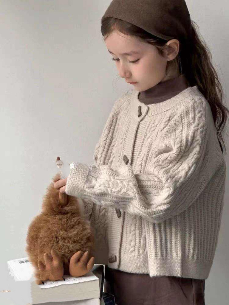 秋冬季女宝毛衣开衫外套6110中大童韩版潮流女童毛衣淑女气质文艺