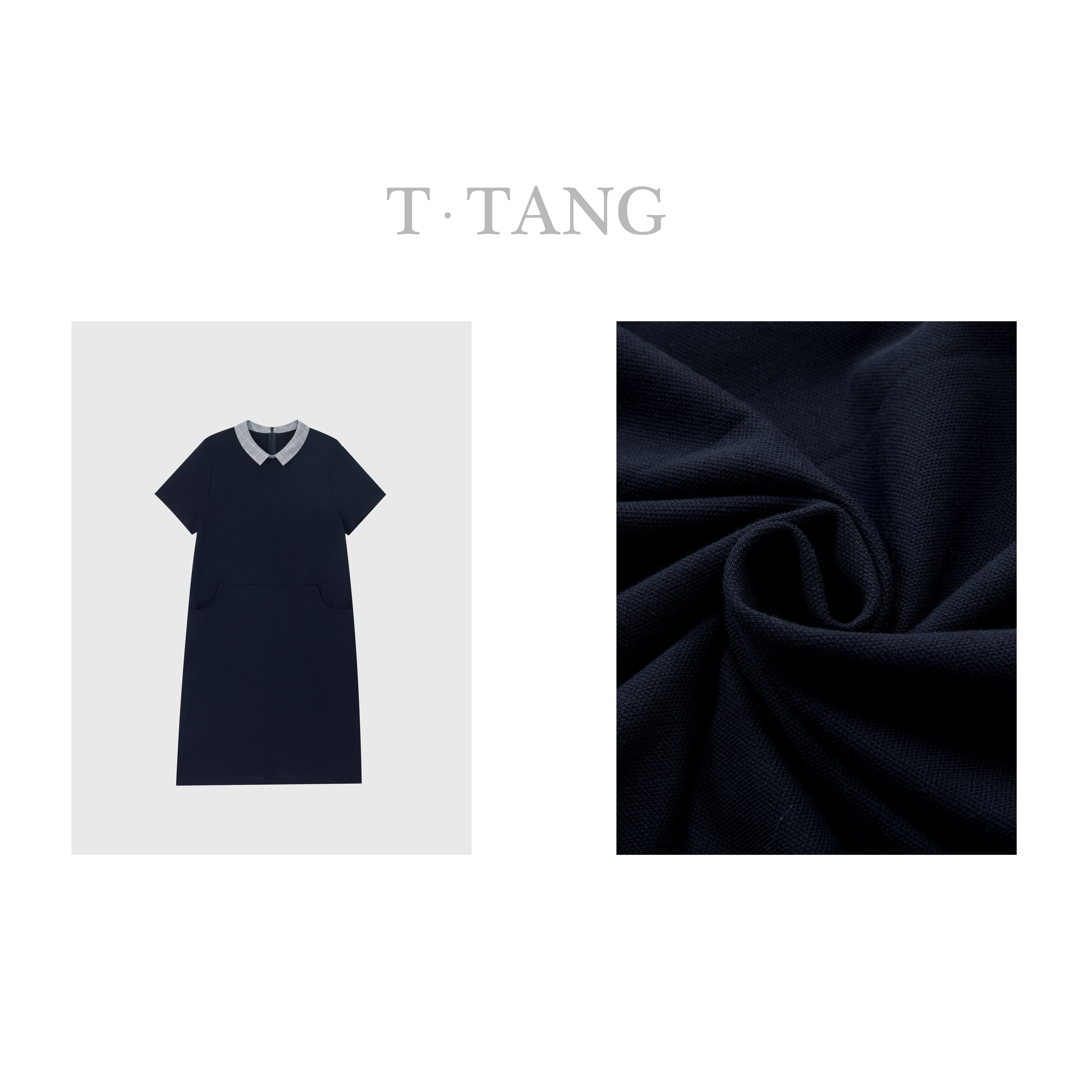 FL夏季200g丝光珠地棉显瘦气质领后隐形拉链针织连衣裙【6337】