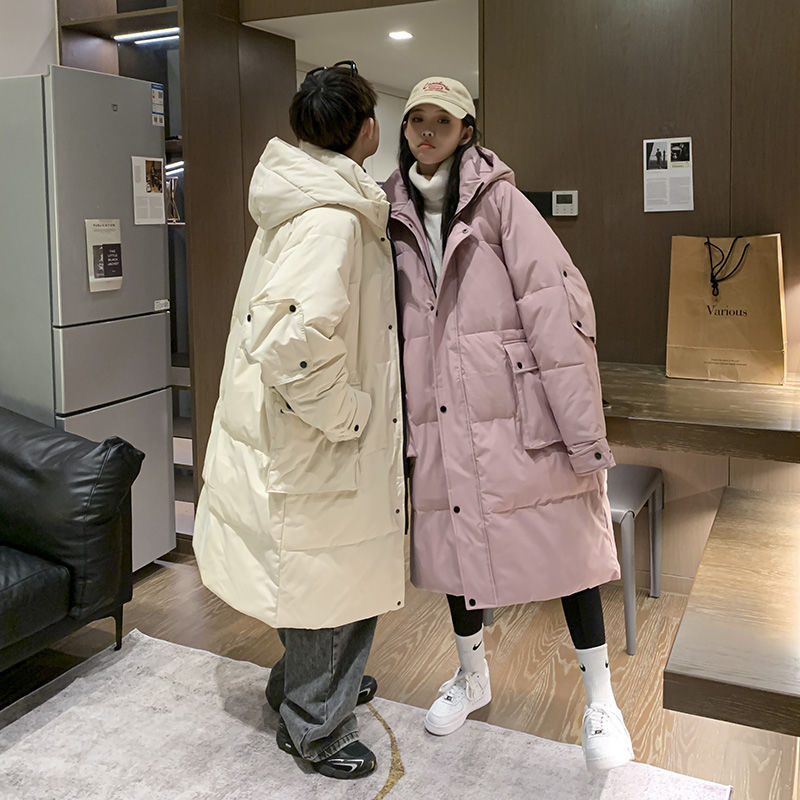 雪中飞2023情侣羽绒服男时尚韩版宽松长款过膝加厚保暖潮流冬新款