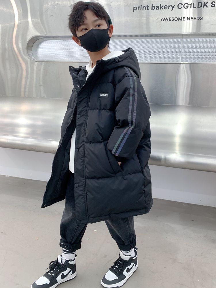 雪中飞儿童羽绒服男童中长款2023新款洋气男孩中大童女童加厚童装
