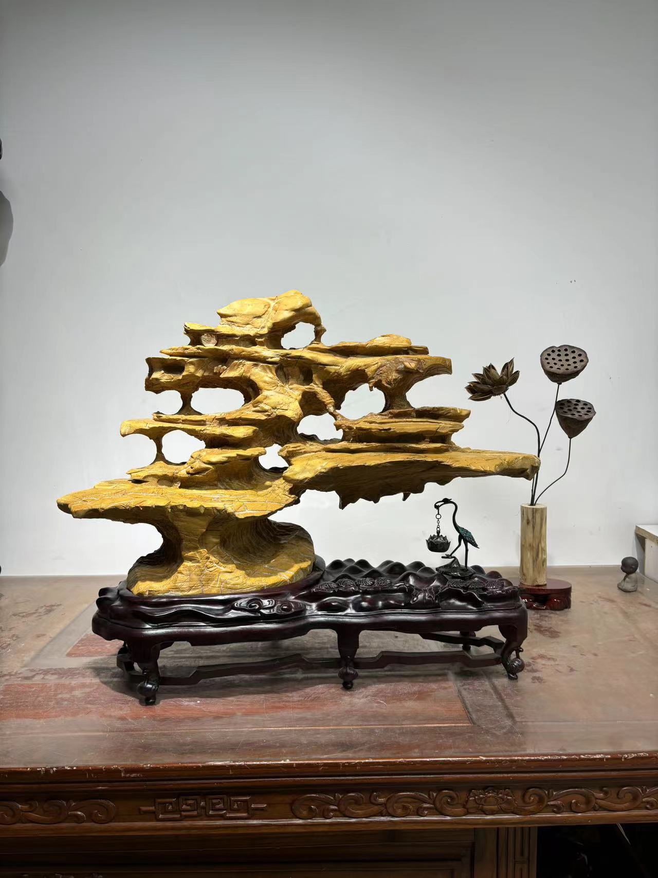 灵璧石彩木纹石天空之城客厅办公室送礼一物一拍此链接以实物创意