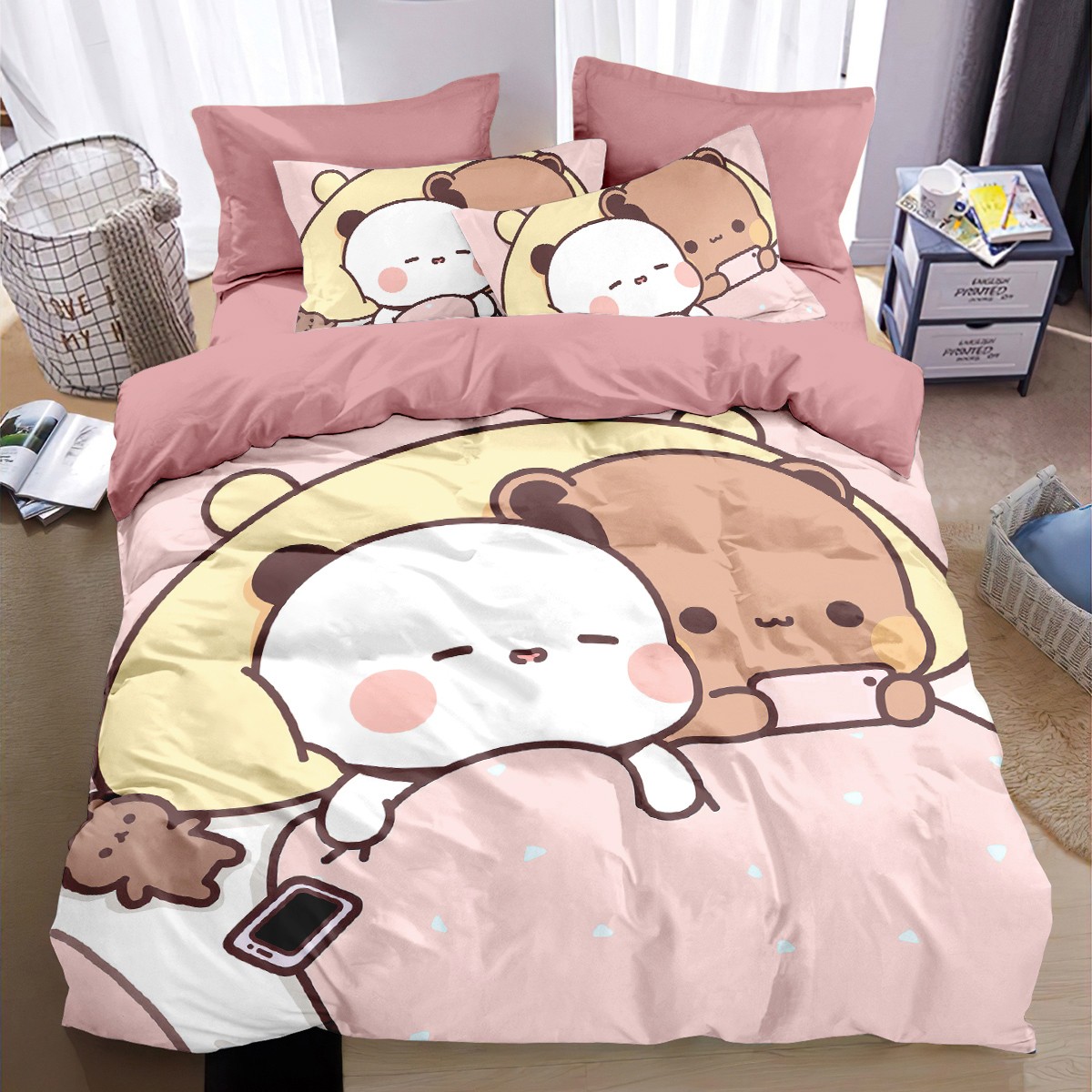 一二布布纯棉四件套纯棉加厚被套床单可爱卡通学生亲肤被套四件套