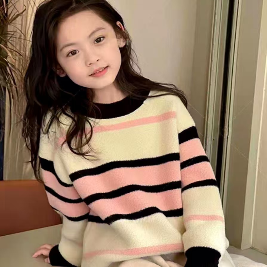 【不起球】女童毛衣秋冬加厚新款中大童时尚洋气套头女孩针织打底衫