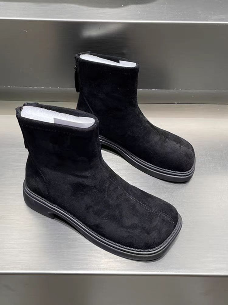 2023秋冬韩系绒面时尚短靴法式新款加绒后拉链MSD88-3133CR