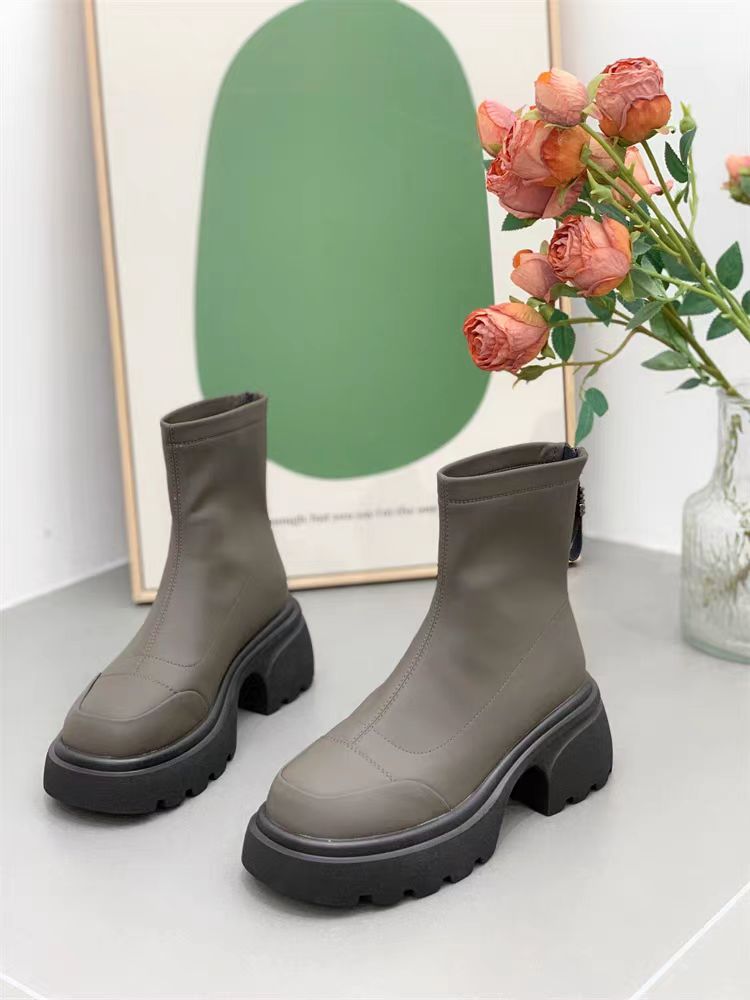 2023秋冬时尚百搭粗跟短款女靴女款增高短筒瘦瘦靴21-9503Q