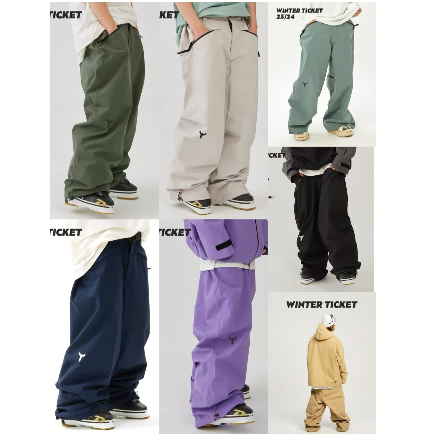 25款/WINTER TICKET 滑雪单裤各种颜色男女通用宽松版