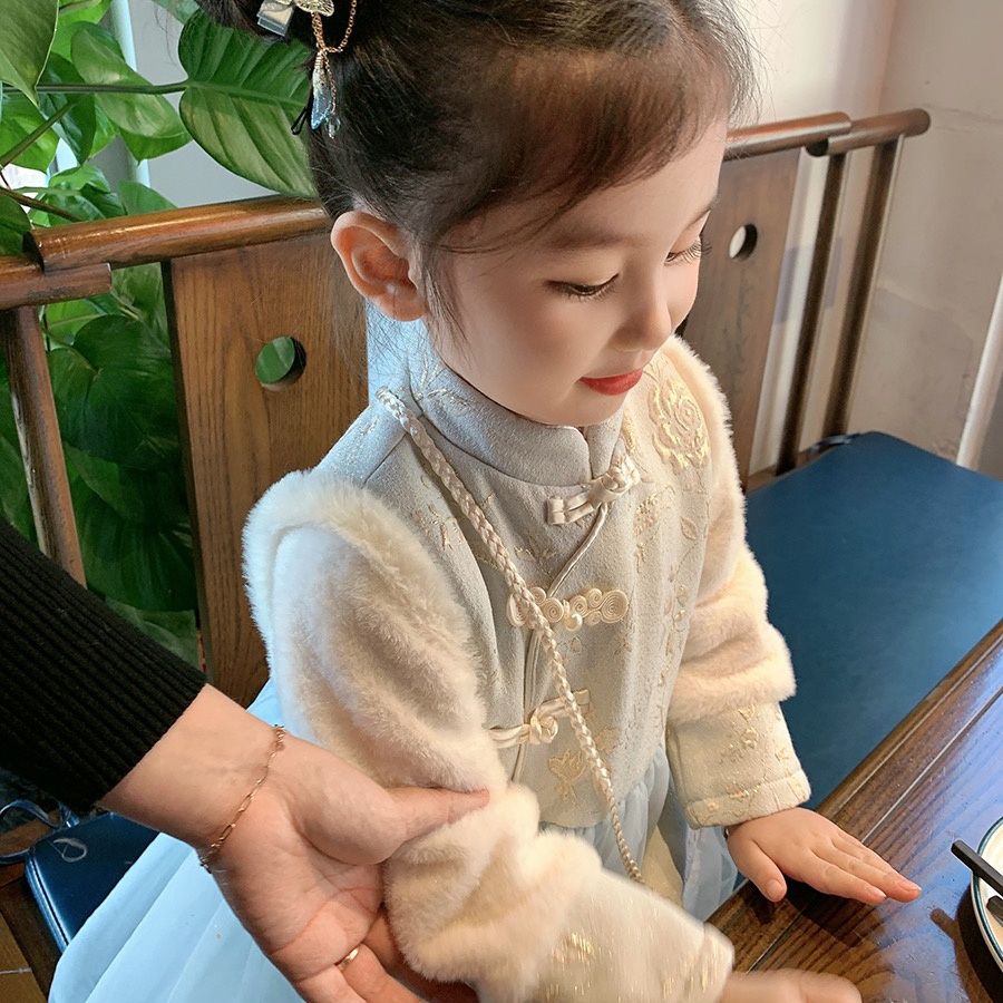 【JGPY】女童拜年服加绒唐装周岁礼服汉服儿童中国风古装旗袍