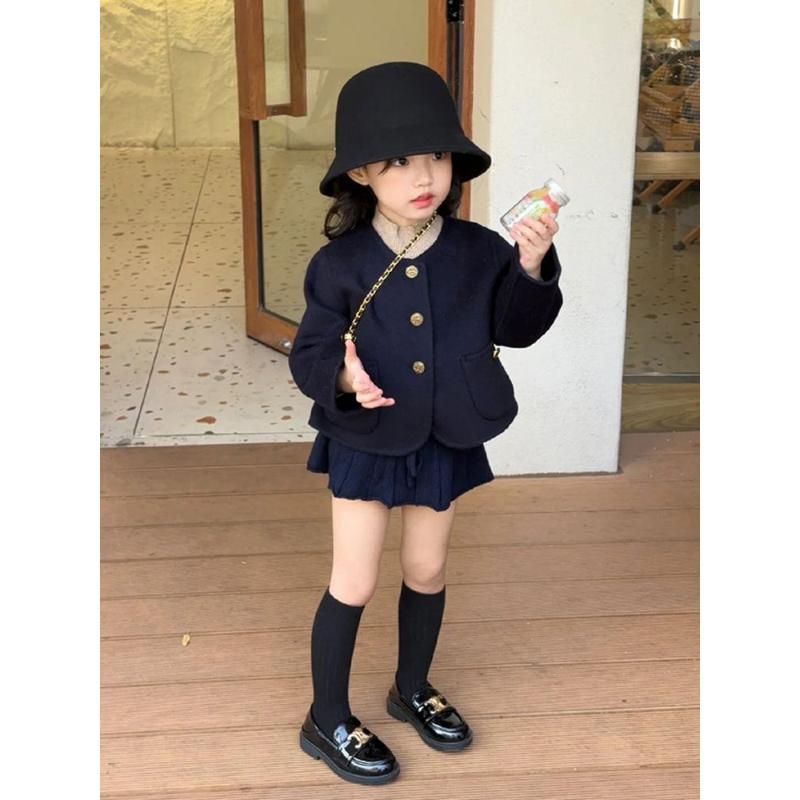 【KKKK】女童小众加厚外套半裙小香风套装2023秋冬女宝宝时尚韩版