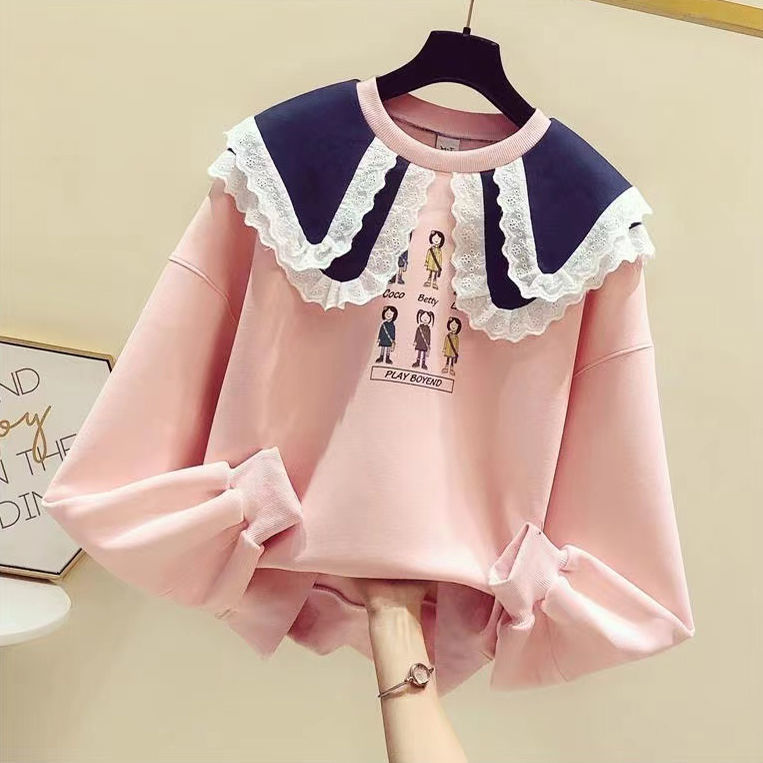 童装女童卫衣春秋款2023新款中大童时髦长袖儿童洋气套头冬季上衣