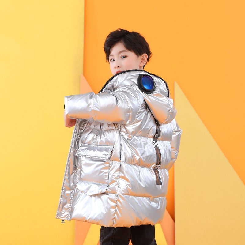男童加厚服2023新款中长款奥特曼中大童衣服眼镜加厚儿童外套帅气