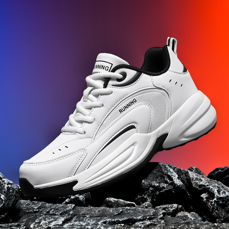 特大码48秋冬皮面运动休闲跑步鞋47加肥加宽大码男鞋46白色小白鞋