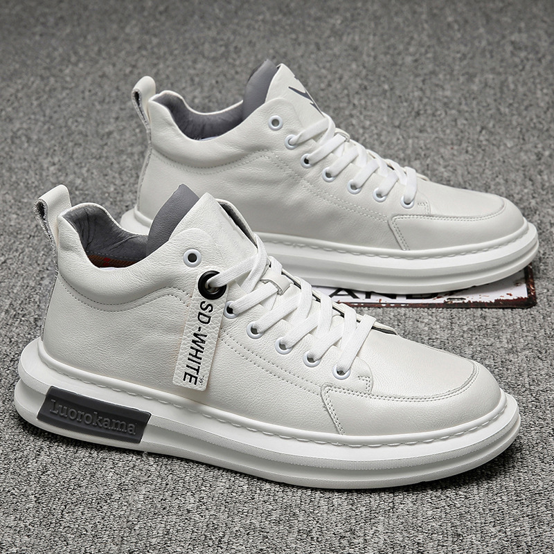 男士大码运动男鞋春季47高帮48加宽49小白鞋子男款板鞋真皮休闲鞋