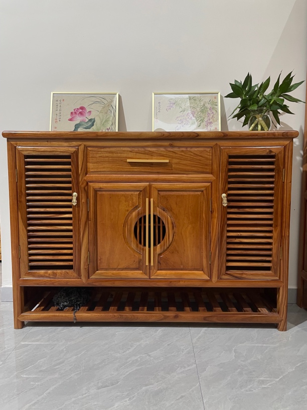 【得益香樟木】香樟木老料实木鞋柜 3门 4门木质鞋柜客厅家用新中式