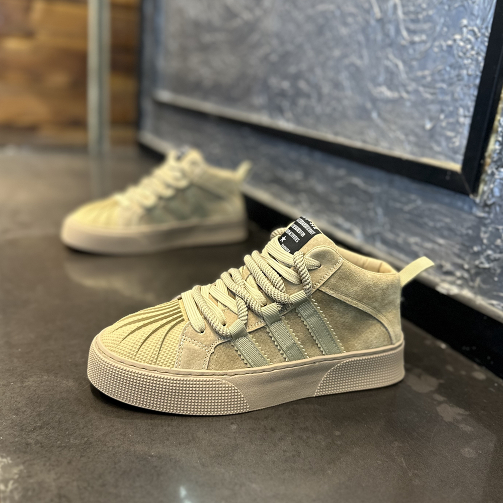 【小扬直播推荐】男鞋秋季新款2023爆款高帮网红翻毛皮贝壳头运动鞋