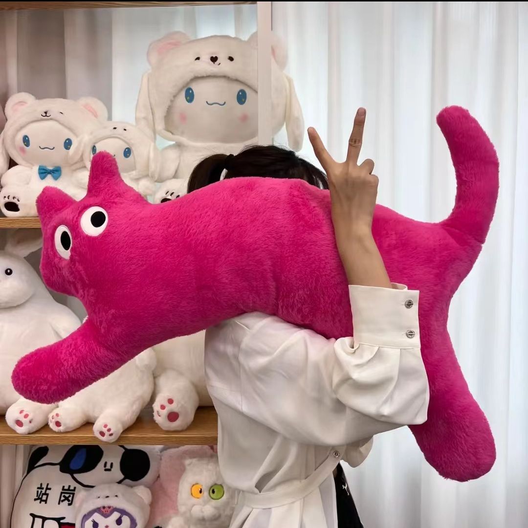 长条猫咪睡觉抱枕多巴胺毛绒玩具沙发靠垫女生睡觉玩偶抱枕礼物