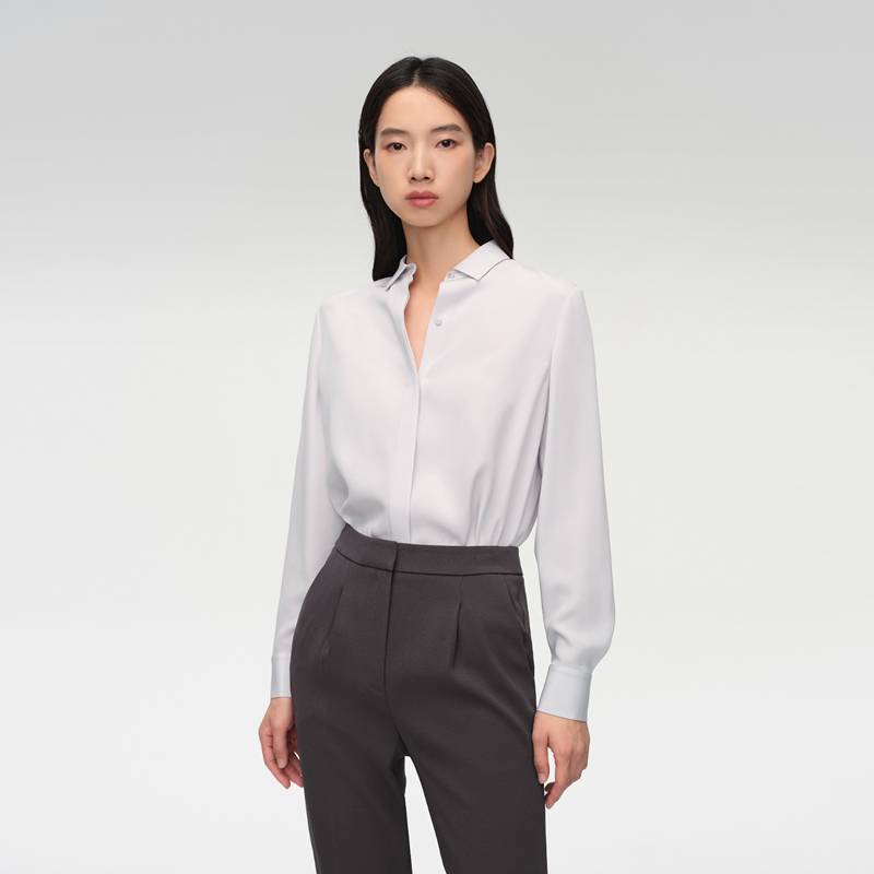 OVV春夏新款女装22MM弹力重绉时尚经典休闲长袖衬衫GNEAJ14002A