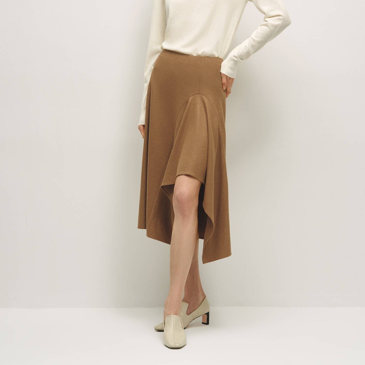 OVV秋冬新款女装可机洗针织羊毛A字伞裙不规则半身裙GQDDJ34109A