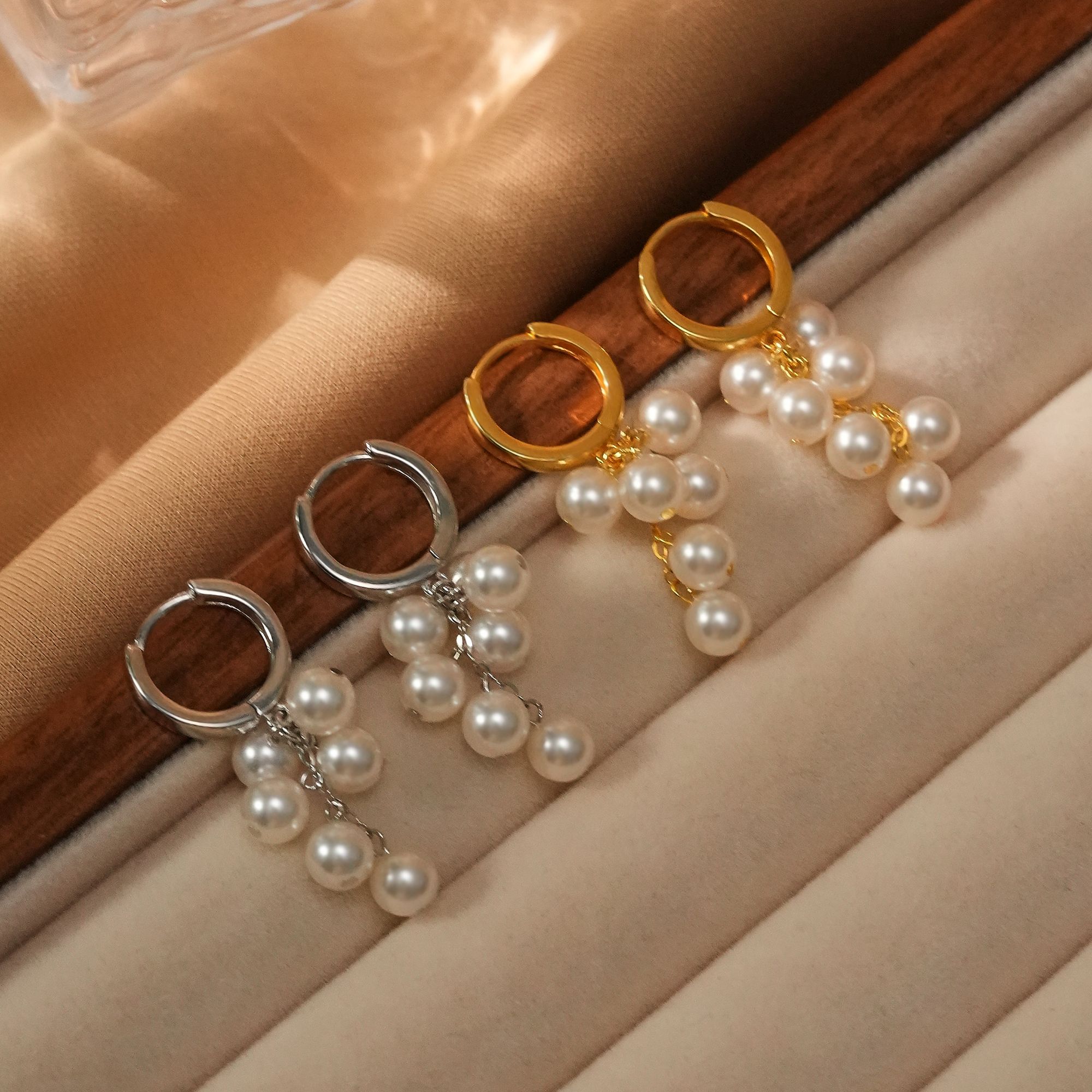 925银耳饰 清新小葡萄耳扣甜美少女时尚百搭优美精致个性女款耳饰