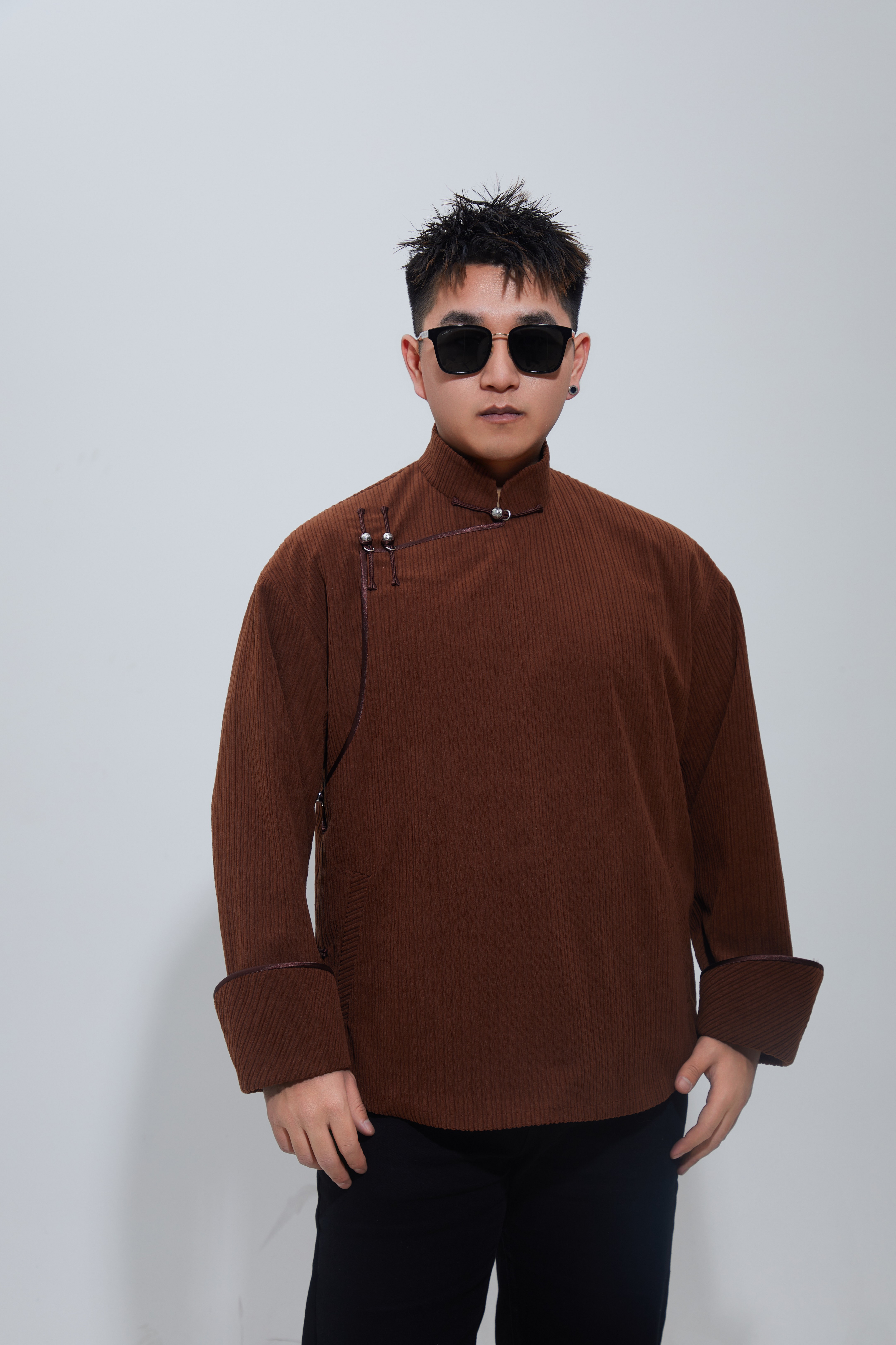 十方造物｜灯芯绒马蹄袖民族风复古夹克 中国风立领春秋休闲男外套