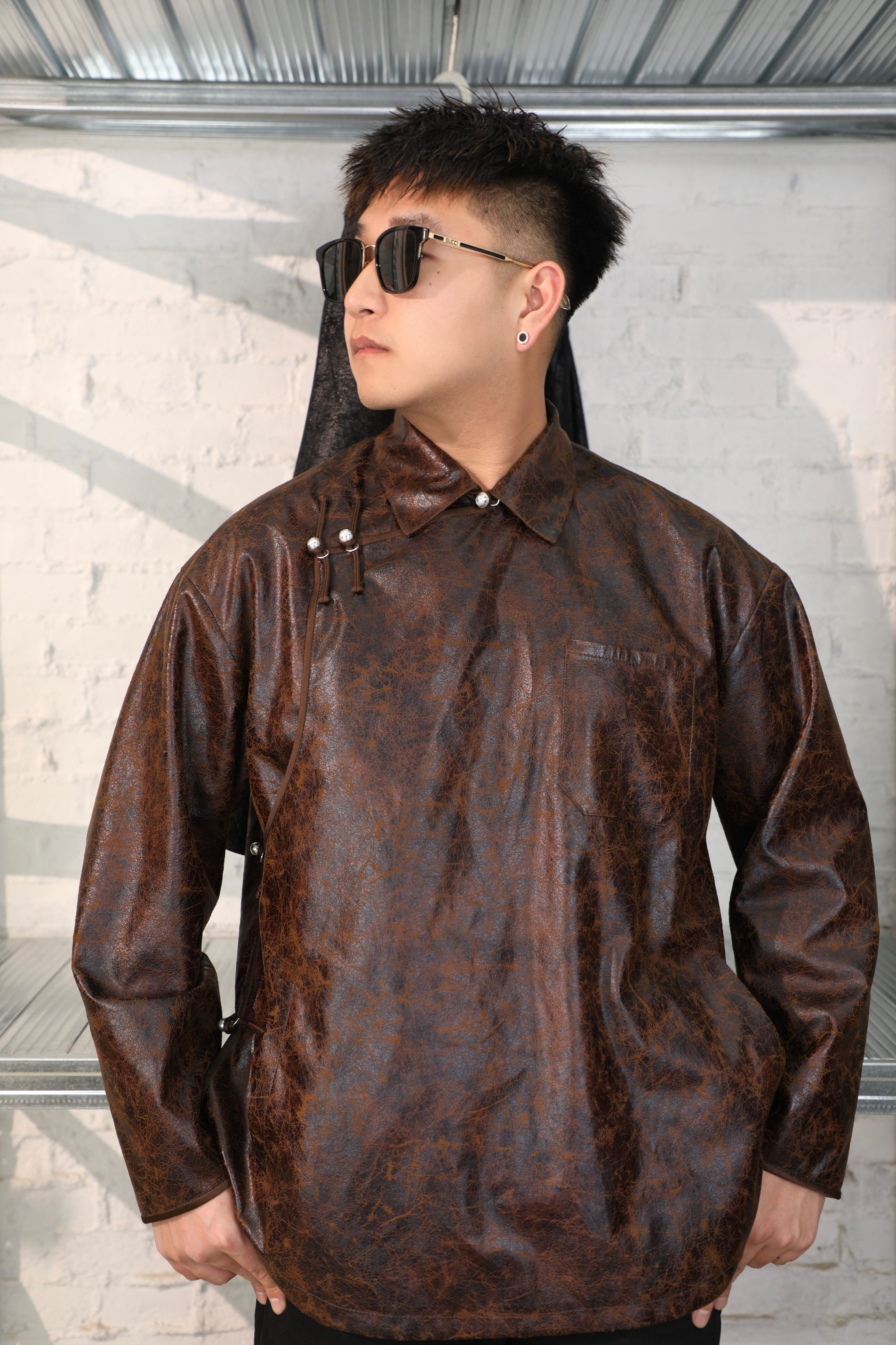 十方造物｜复古民族风蒙古元素外套 印花做旧 国风宽松 秋季休闲