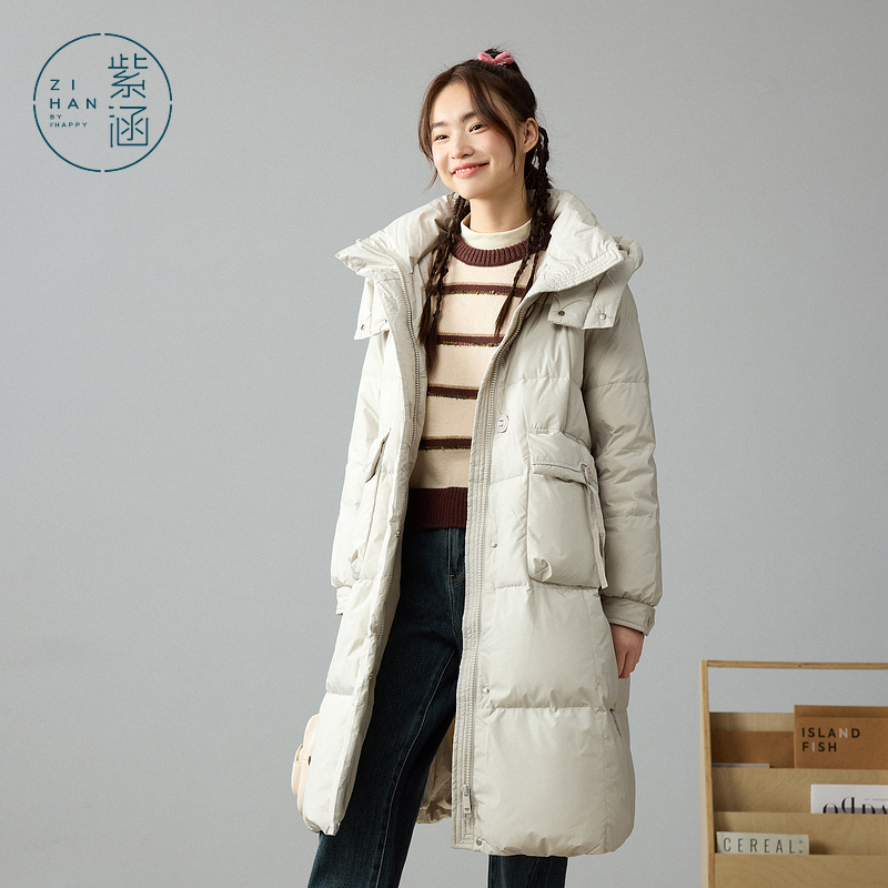 紫涵长款连帽羽绒服外套女冬季新款 Z4Z10AW618