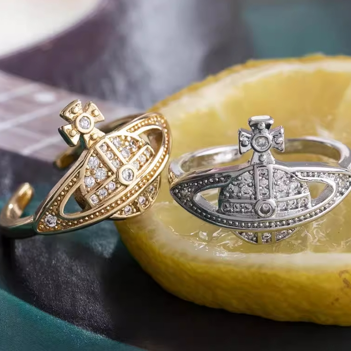 铜合金锆石戒指 【直播间同款】139-OXP-4203土星微镶锆复古开口戒