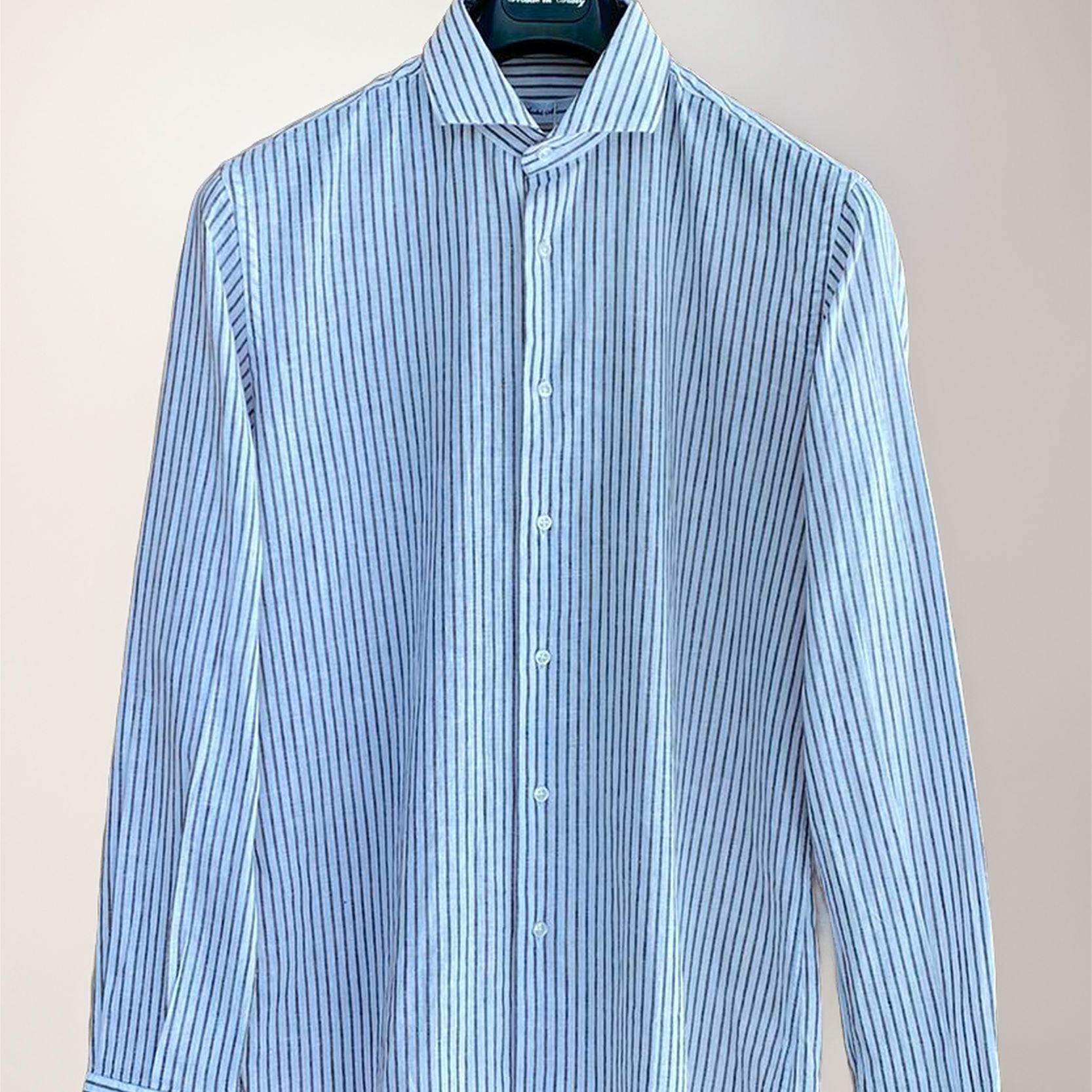 AndreMaurice男士棕色竖条纹衬衫