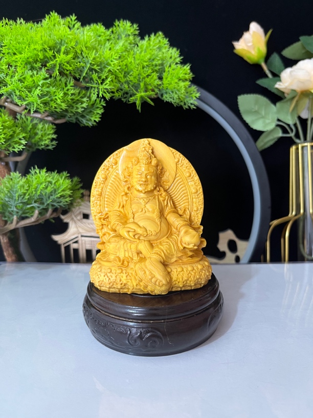 黄杨木藏佛黄财神实木藏佛黄财神木雕工艺品9/7/3.5