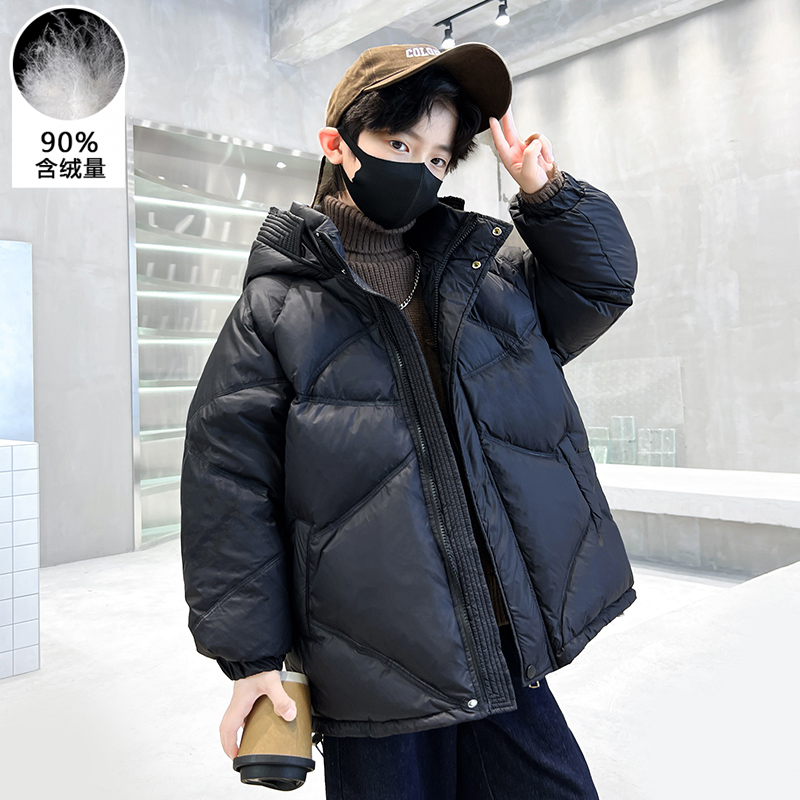 儿童装男童羽绒服冬装2024新款中长款秋冬款男孩外套加厚冬季大童