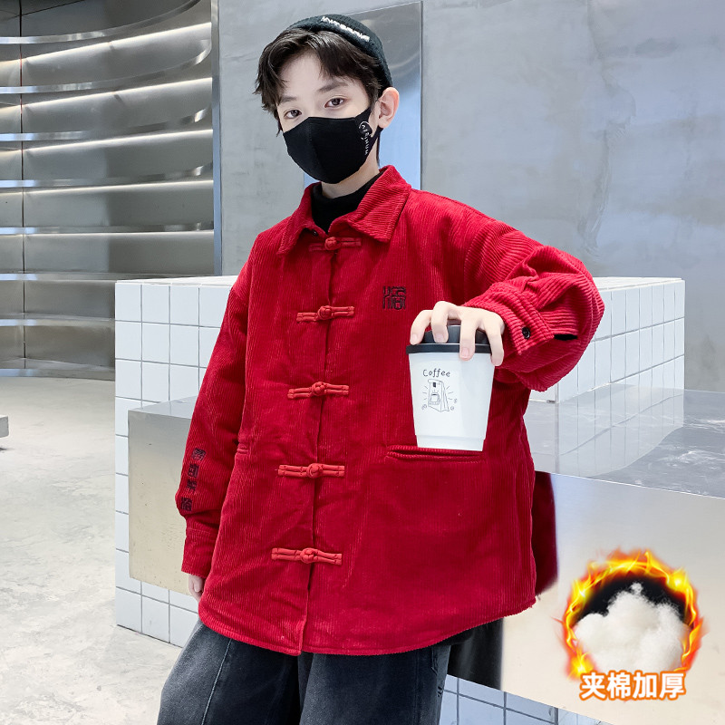儿童装男童拜年服红色龙年唐装外套2024新款汉服秋冬季本命年男孩