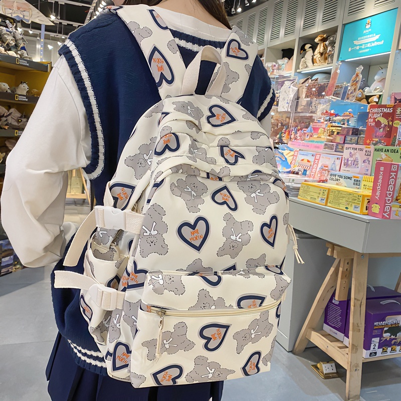 潮流旅游背包书包女孩初中生日系可爱小熊学生高中大学生双肩包