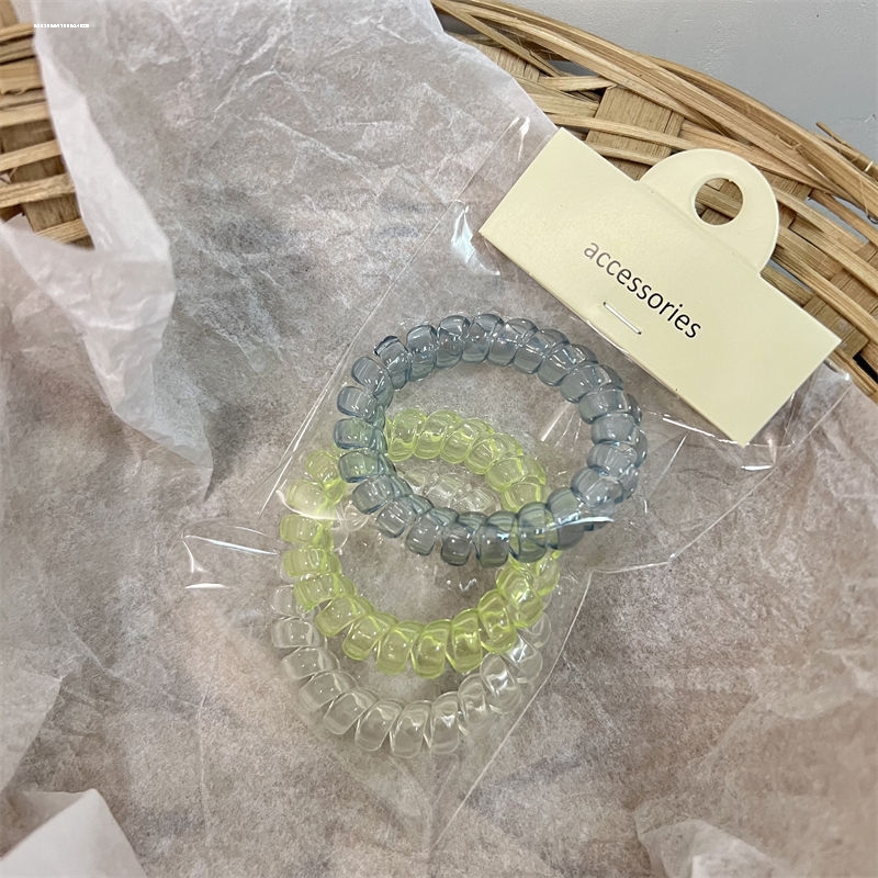 通透感韩版电话线发圈头绳夏季季头饰橡皮筋扎头发绑发高马尾发