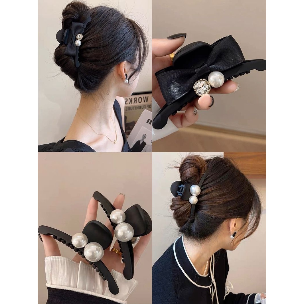 蝴蝶结珠钻抓夹质感发饰头饰气质精致甜妹百搭后脑勺发卡盘发新款