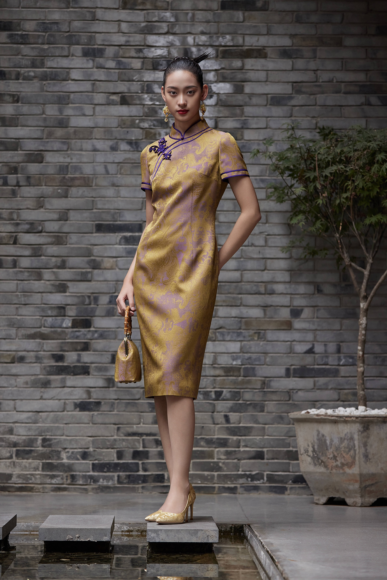 朱紫褕17711六礼慕天姿盘扣提花优雅气质喜婆婆妈妈旗袍中国风